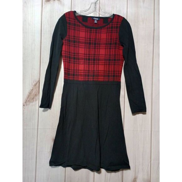 Chaps Dress Ladies‎ Small Black Red Sweater Long Sleeve - Picture 1 of 6